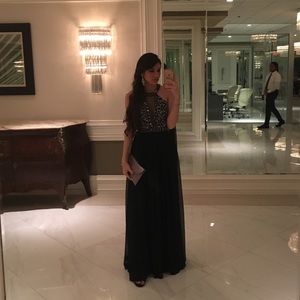 Long cocktail dress navy